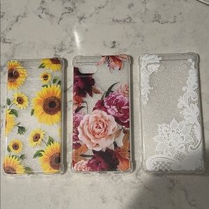 3 pack of Google Pixel 6 phone Cases - Sunflower, Rose, Lace Designs